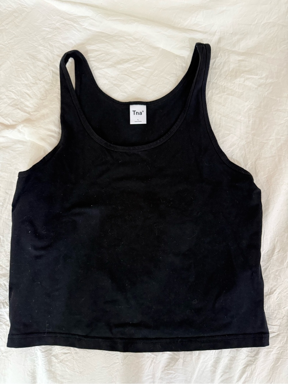 Aritzia TNA Black Ribbed Scoop Tank Top - Women's Casual Crop